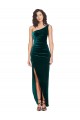 Affordable One Shoulder Velvet Front Wrap Bridesmaid Dress  UK