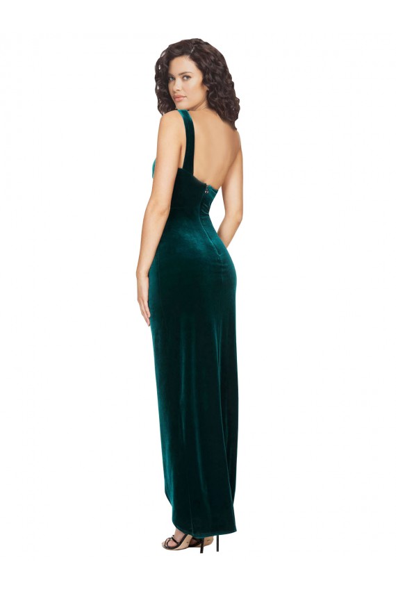Affordable One Shoulder Velvet Front Wrap Bridesmaid Dress  UK