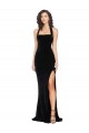 Affordable Halter Neck Wide Straps Long Velvet Bridesmaid Dress with Side Split UK