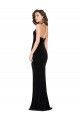 Affordable Halter Neck Wide Straps Long Velvet Bridesmaid Dress with Side Split UK